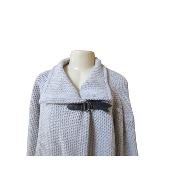 Eileen Fisher Yak & Merino Wool Gray Open Cardigan w buckle detail SX M - Picture 2 of 6